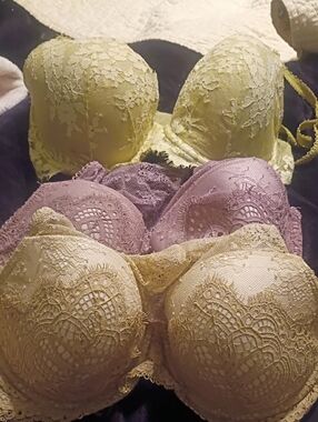 Victoria's Secret Lace Bra Set in Yellow, Lavender, Cream